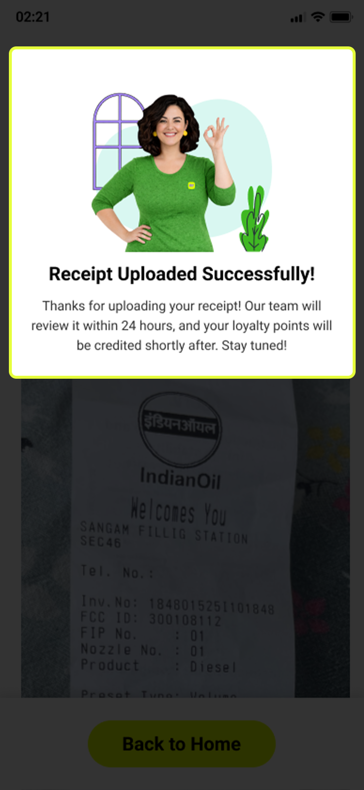 Receipt approved 🎉